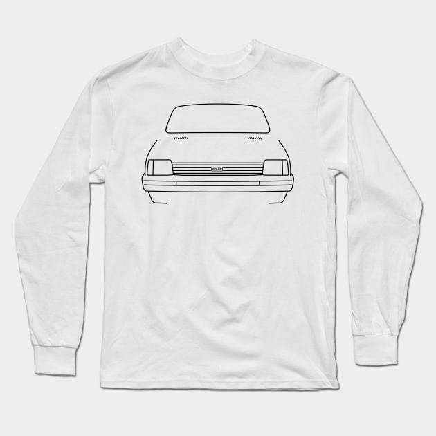 Austin Metro 1980s classic city car black outline graphic Long Sleeve T-Shirt by soitwouldseem